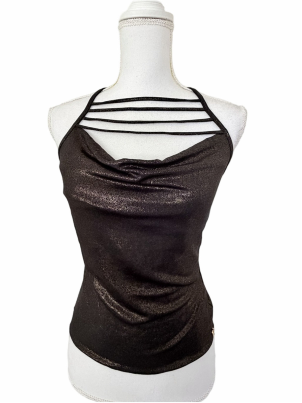 Women's Morgan de Toi Black Gold Shimmer Halter Tank Top S